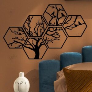 Wooden Tree of Life Wall Art Decoration (6Pc Set)