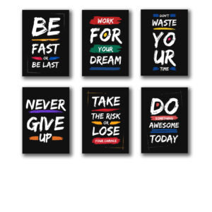 Pack of 6 Motivational sticky wooden frames for wall decore / sticky phototiles