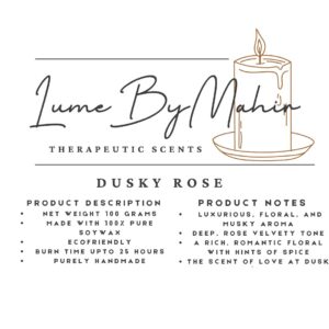Dusky Rose | The Scent of Love at Dusk – Handmade Luxurious Floral & Musky Soy Wax Candle - 100 gram