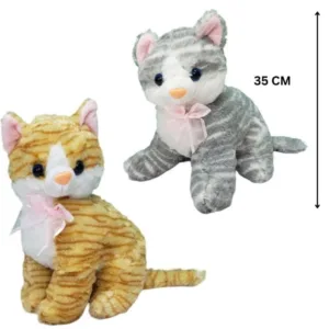 Smilling Small Kitten Plush / Stuff Toy Doll | Stuffed Cats for Kids Girls Boys Gift for Valentines Birthday - 35 cm (Random color)
