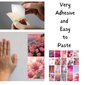 Pack of 20 Pink Wall Collage Set Aesthetic Stickers for Bedroom Decor