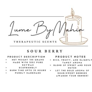 Sour Berry Candle - Sour, Sweet, and Oh-So-Irresistible – Handmade Berry Fusion Soy Wax Candle -100 gram
