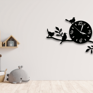 Sparrows On Tree Branch  Wall Clock Wooden material