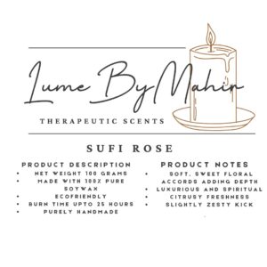 Sufi Rose Candle - A Divine Bloom of Spirituality and Love – Handmade Floral & Citrusy Soy Wax Candle - 100 gram