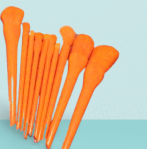 10 Pcs Professional Makeup Brush Set – Face, Eyes & Lips | Concealer, Blush, Eyeshadow, Highlighter | Orange & Green Colors